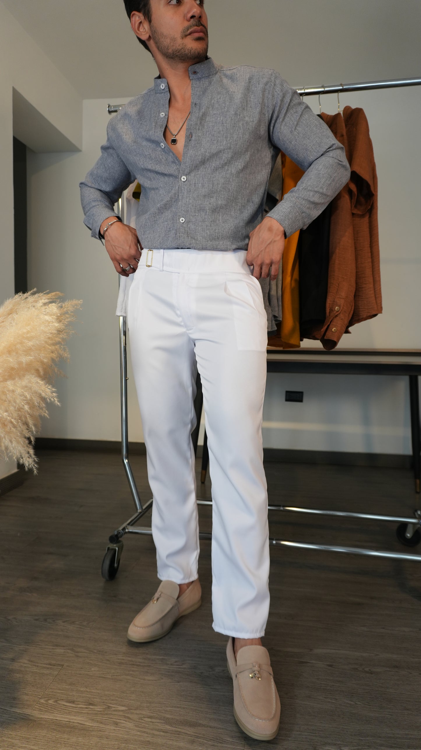 Pantalón Bianco Duca | Gabardina Italiana (Blanco) — Sangre & Lino