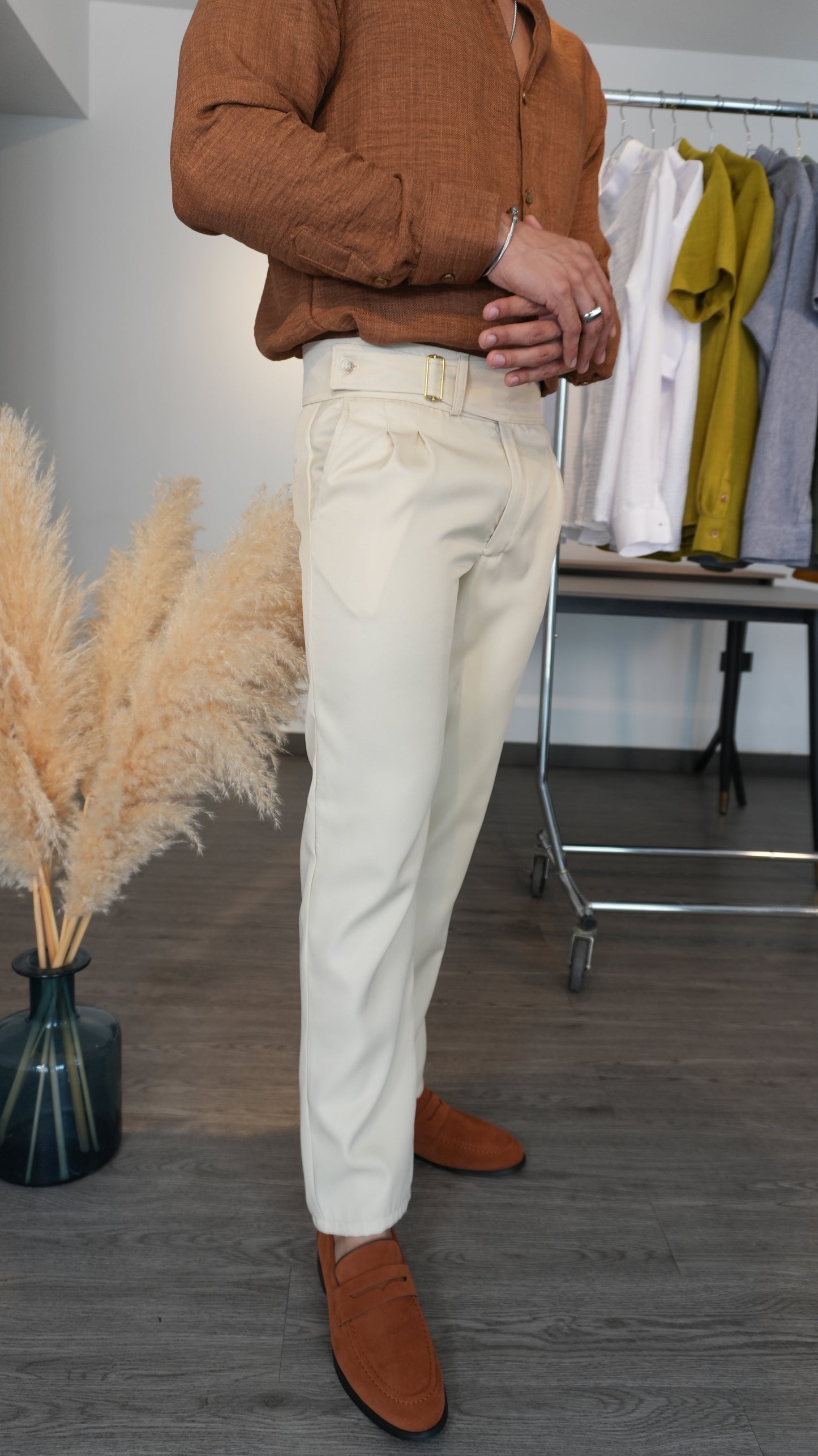 Pantalón Duca | Gabardina Italiana (Crema) — Sangre & Lino