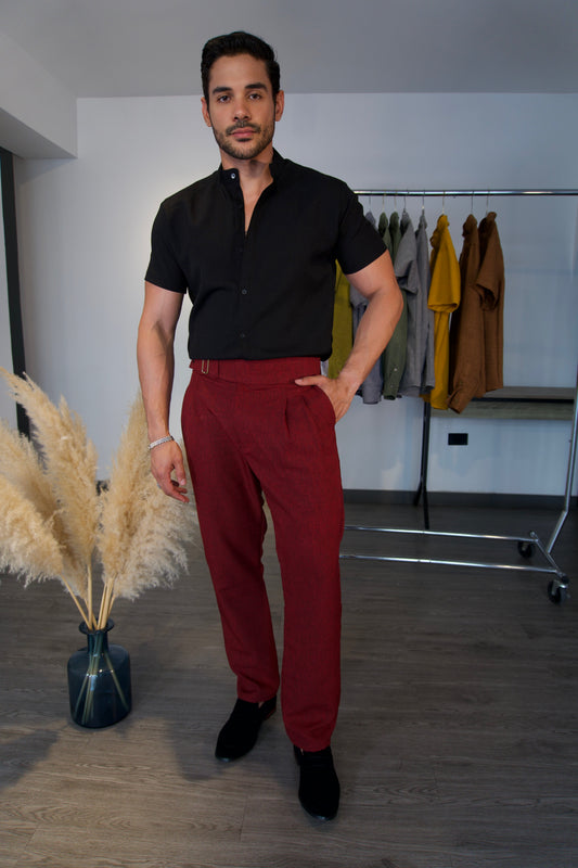 Pantalón Bordeaux | Linillo Italiano (Vinotinto) — Sangre & Lino