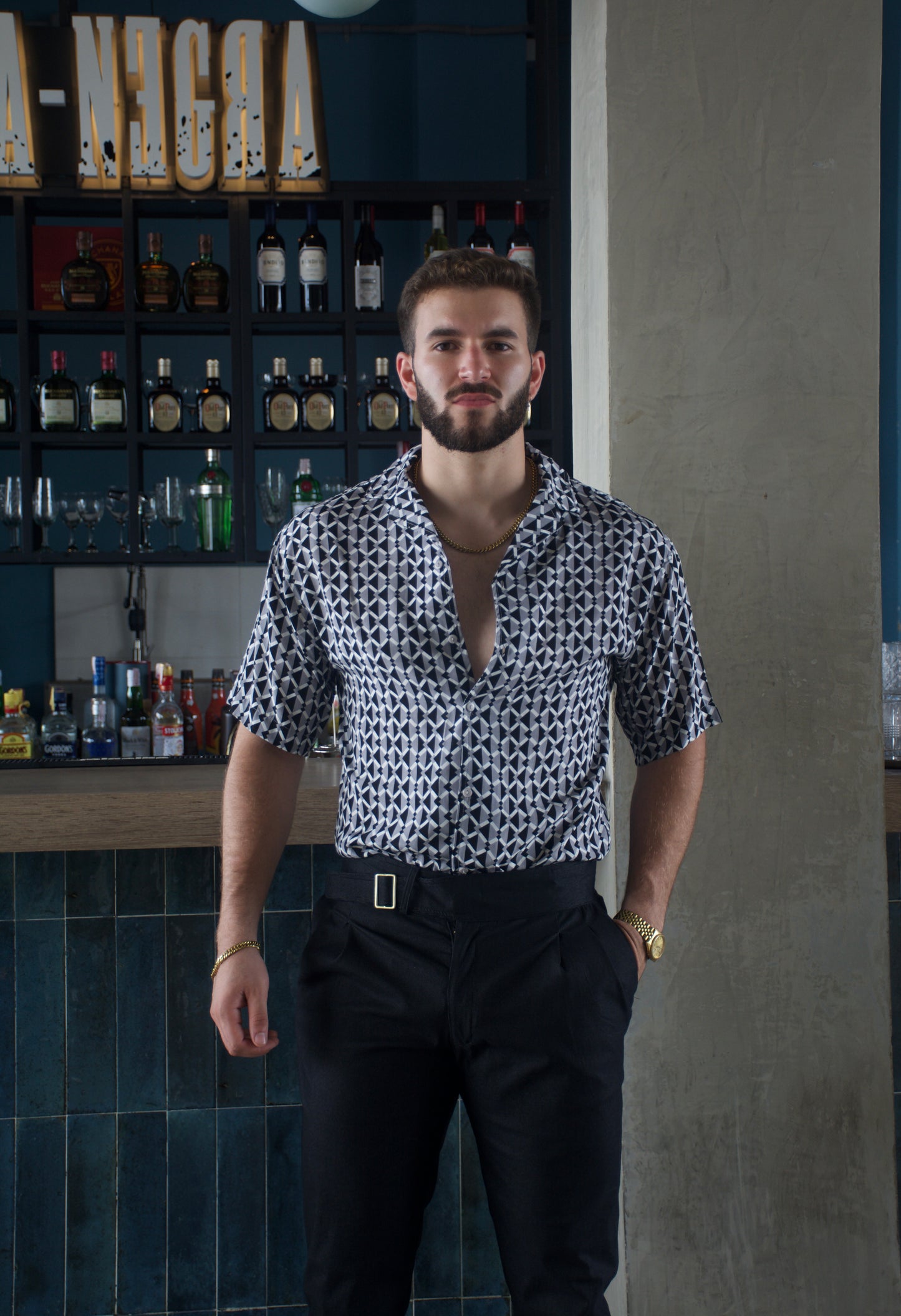 Camisa Abstract Forms Gray | Sprezzatura