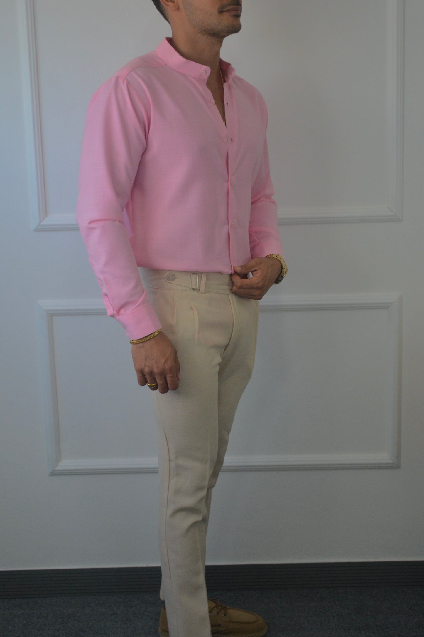 Camisa Rosa Lino M/L