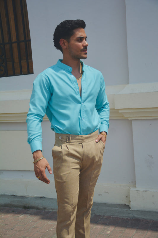 Camisa Aqua Lino M/L