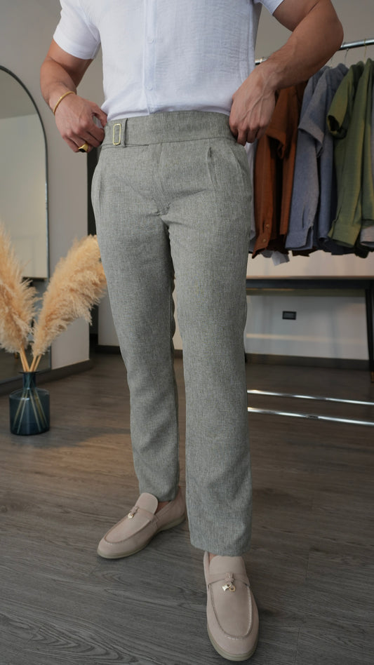 Pantalón Gurkha Aureo | Linillo Italiano (Verde Césped Claro)