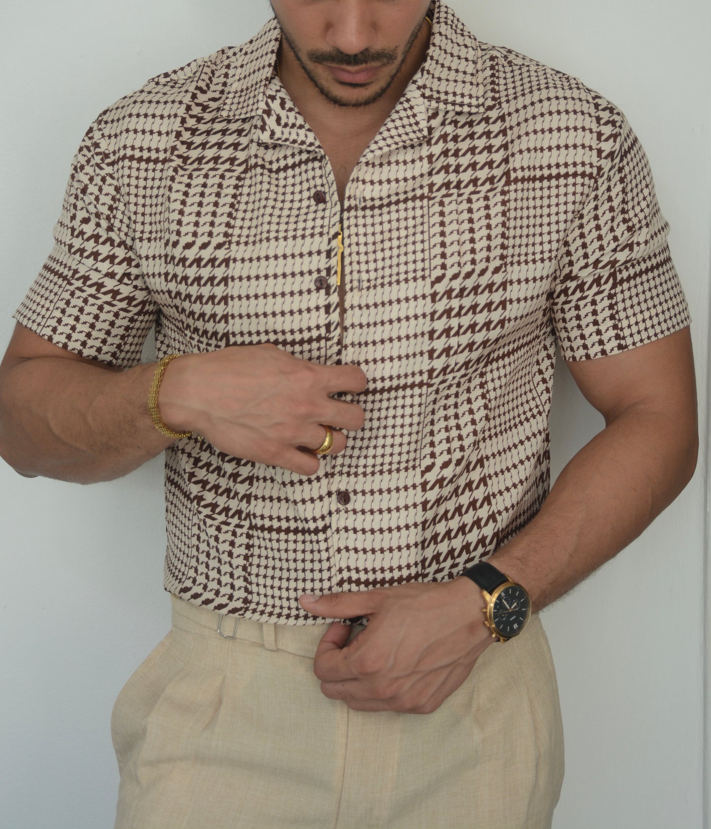 Camisa Marron Forms Abstract | Sprezzatura