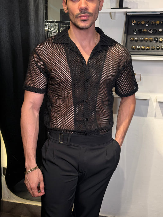 Camisa Alba Crochet – Black