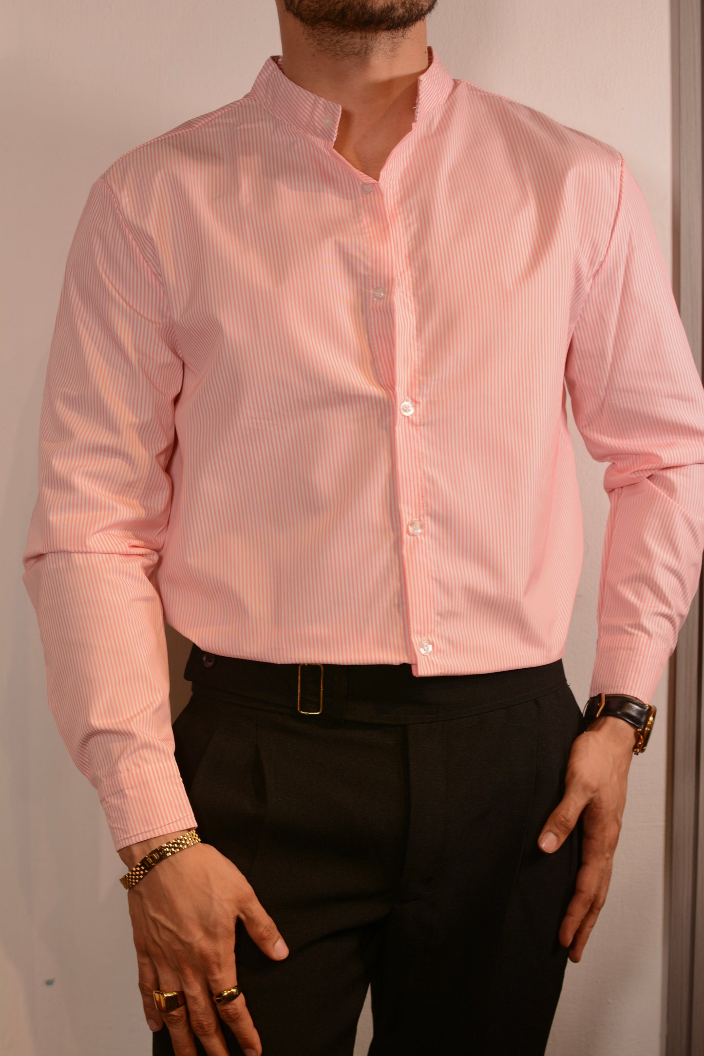 Camisa “Aurora Stripe” – Pink & White