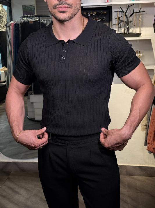 Polo Chemise “Lusso Buttoned” – Black