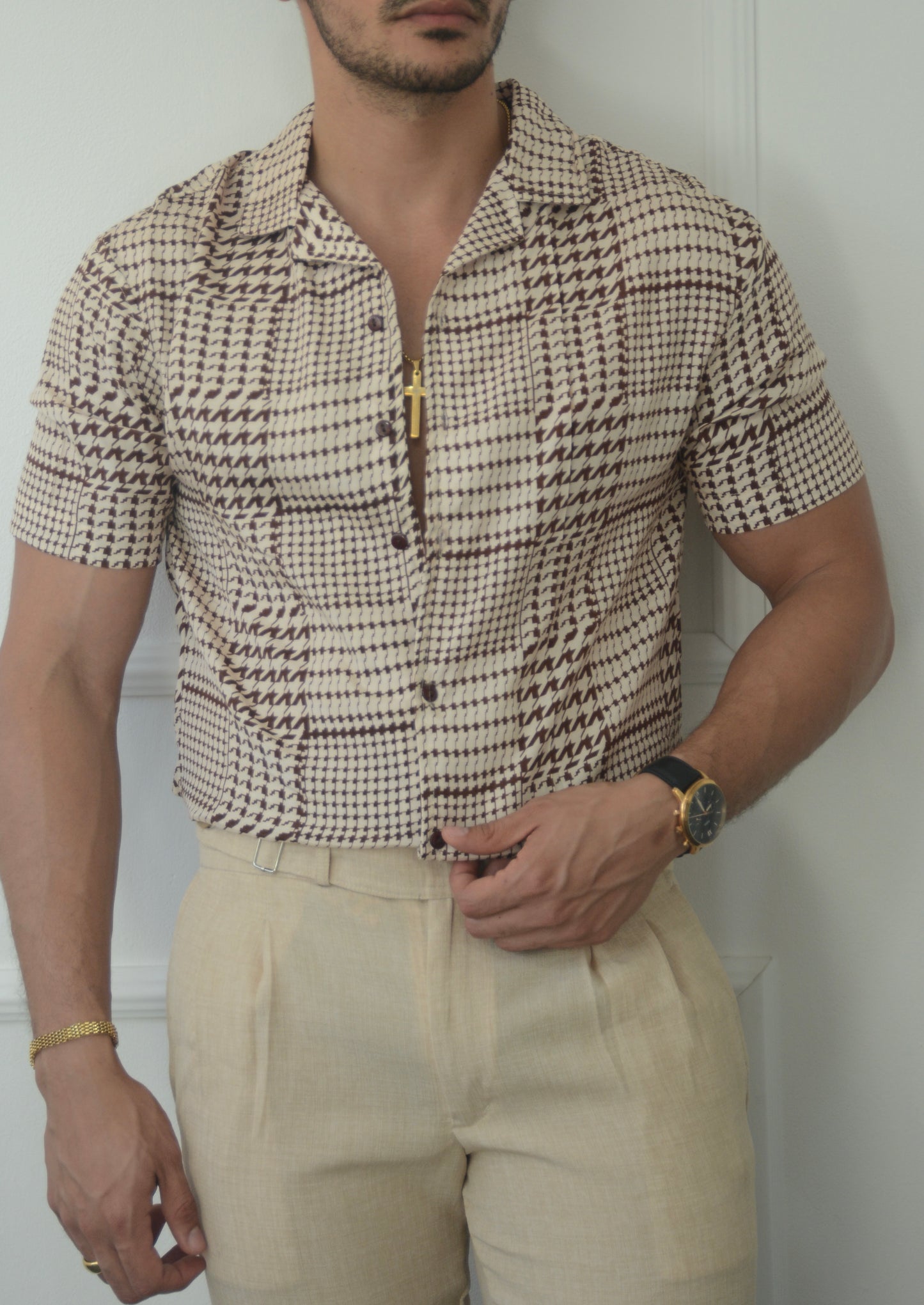 Camisa Marron Forms Abstract | Sprezzatura