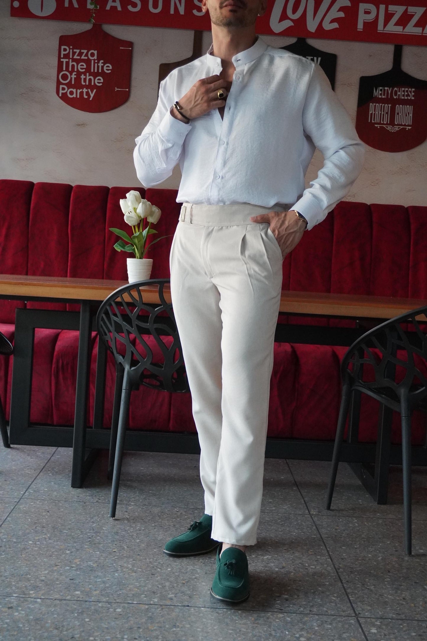 Pantalón Gurkha Aureo | Linillo Italiano (Crema)