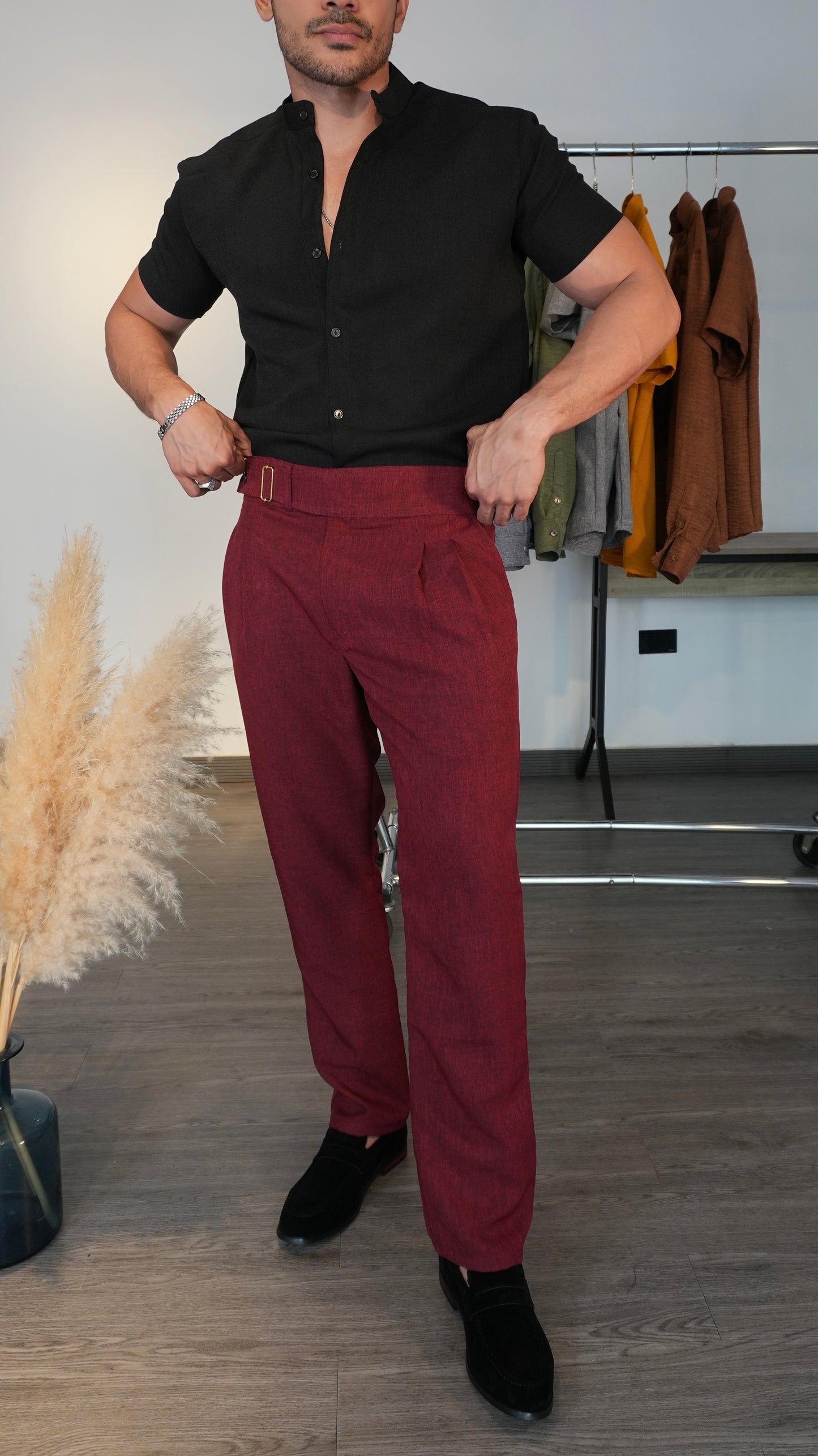 Pantalón Bordeaux | Linillo Italiano (Vinotinto) — Sangre & Lino