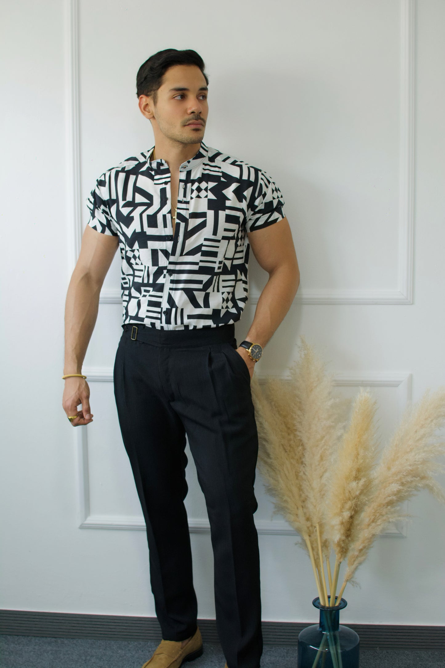 Camisa Black Abstract Forms