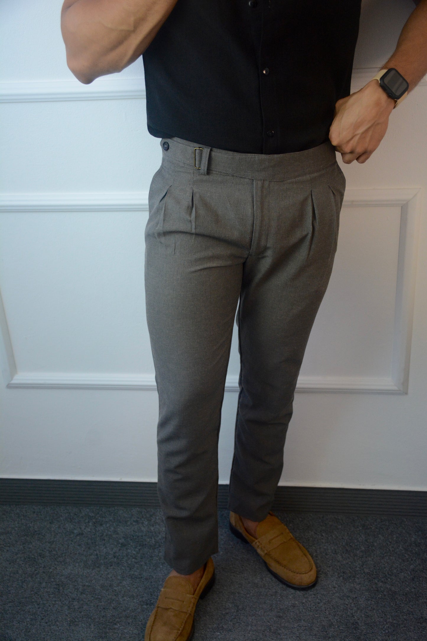 Pantalón Gris Oscuro Lino Italiano