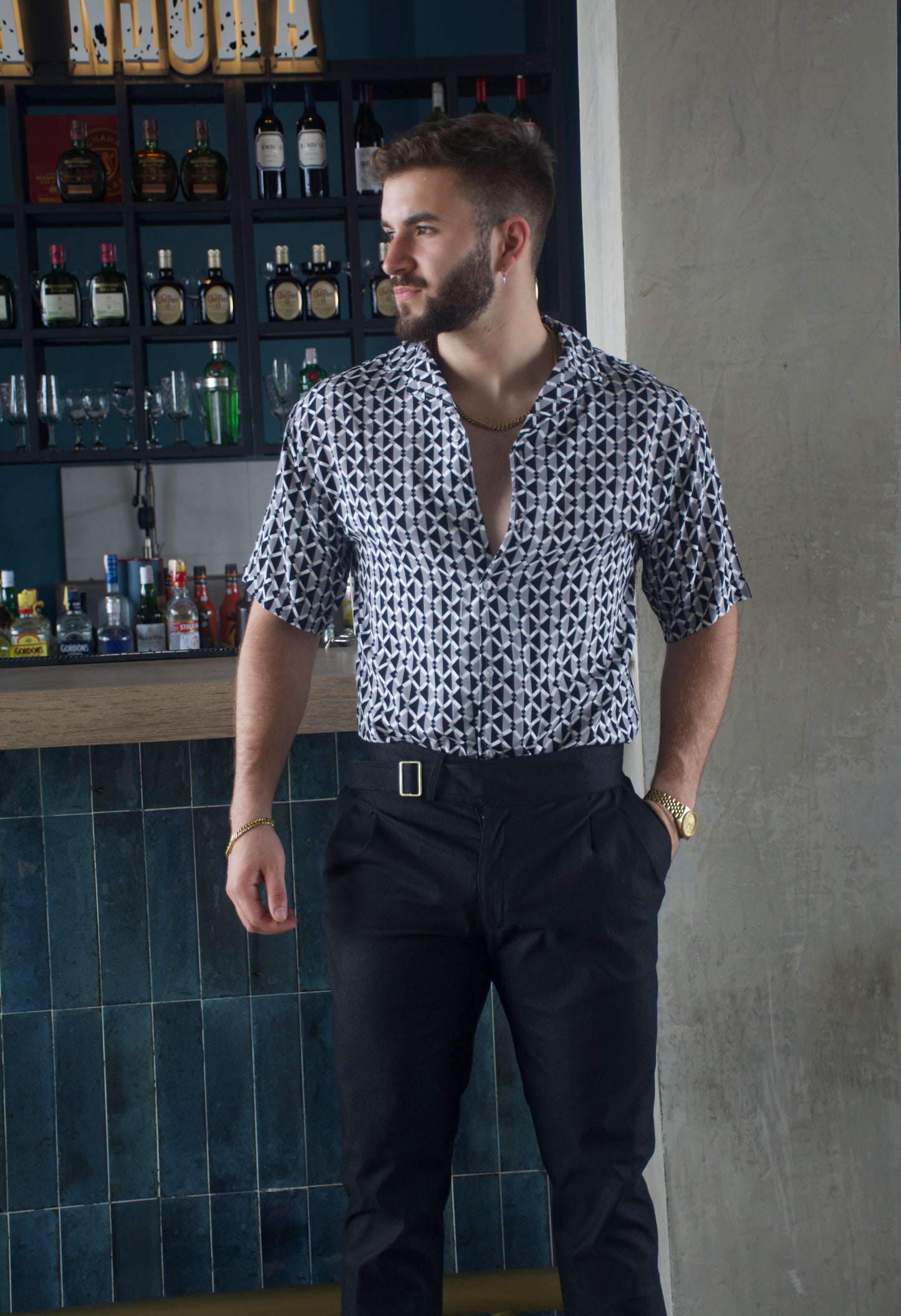 Camisa Abstract Forms Gray | Sprezzatura