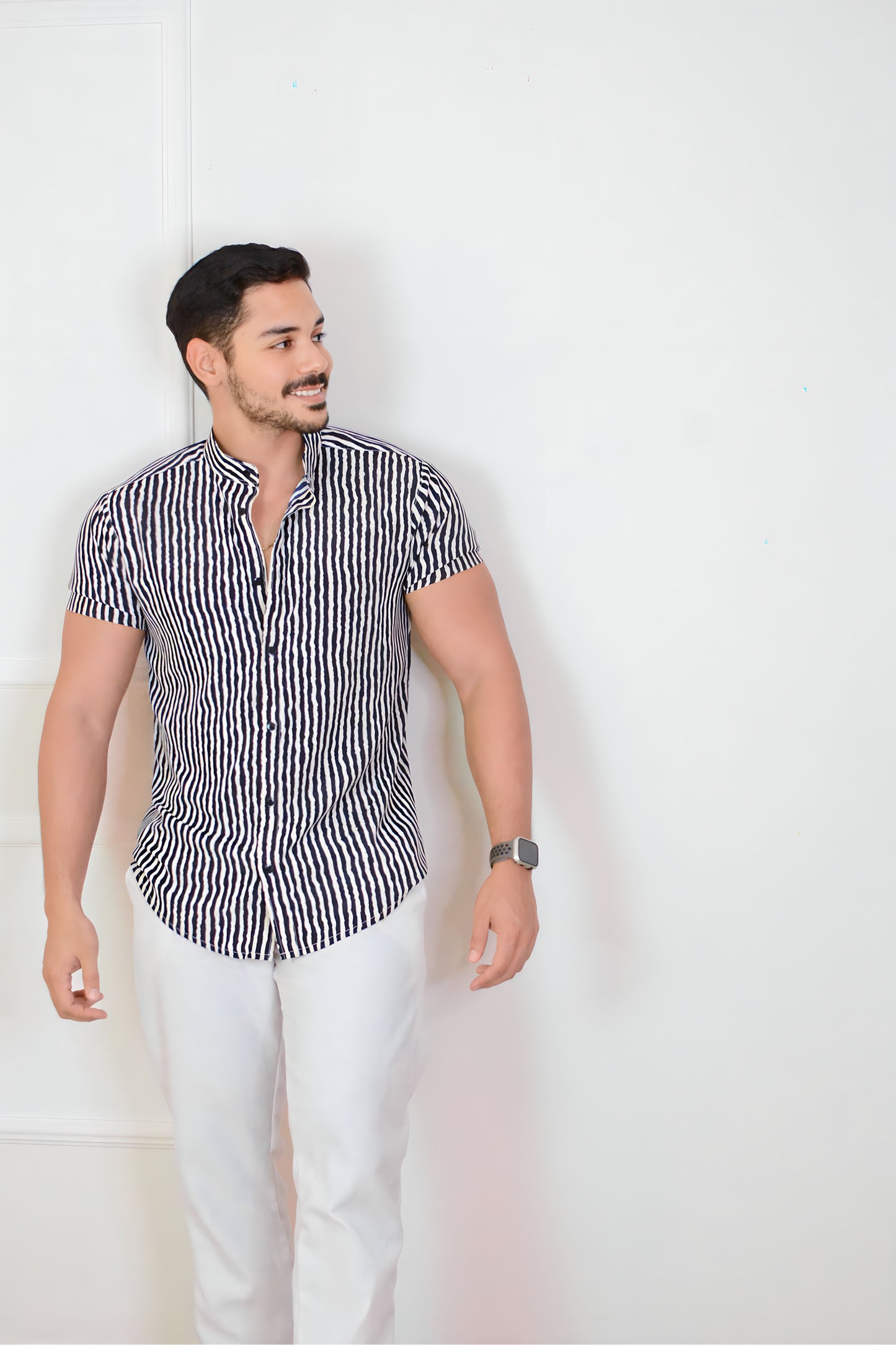 Camisa Blue Curved Stripes