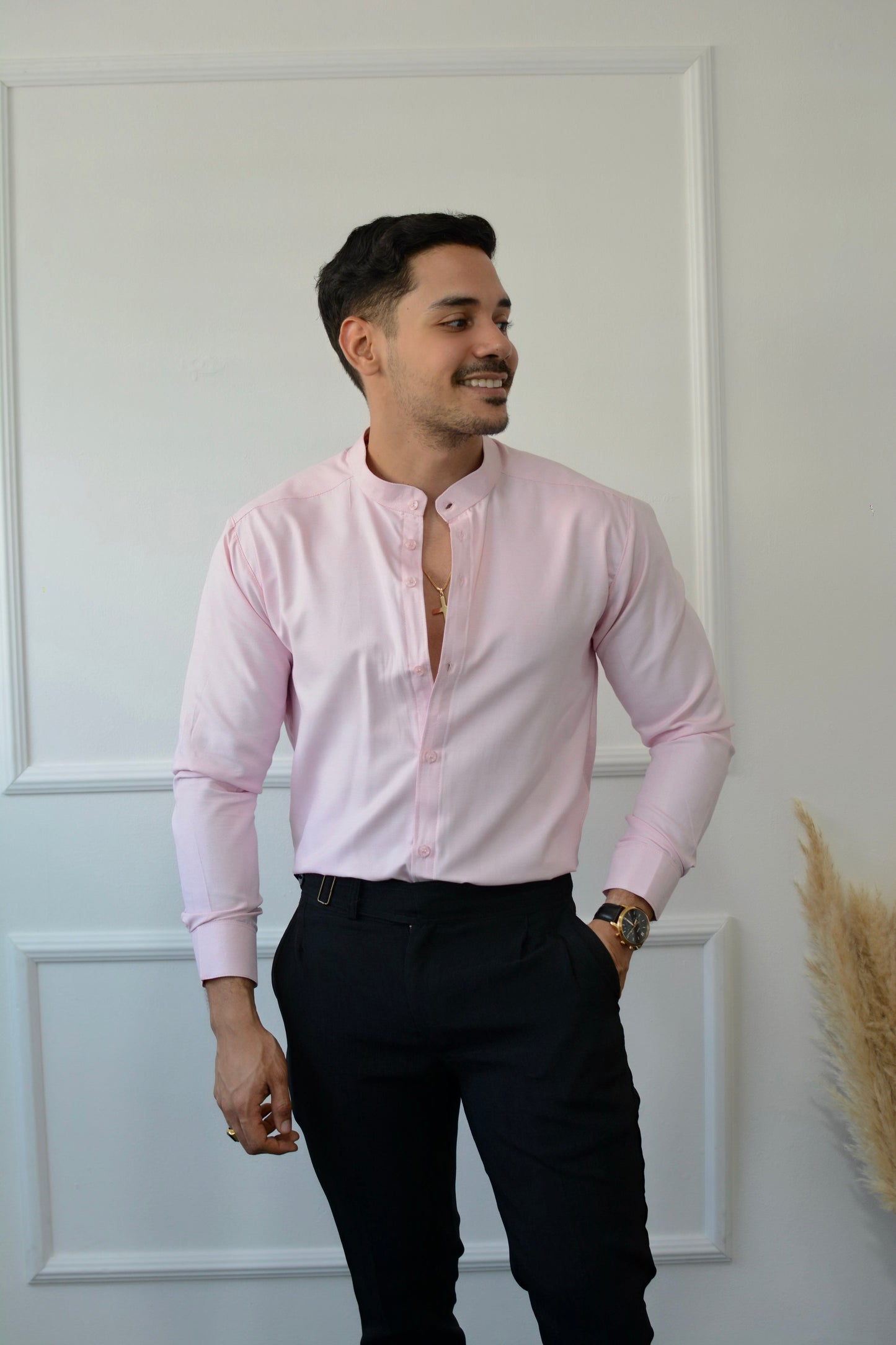 CAMISA ROSA TEXT M/L