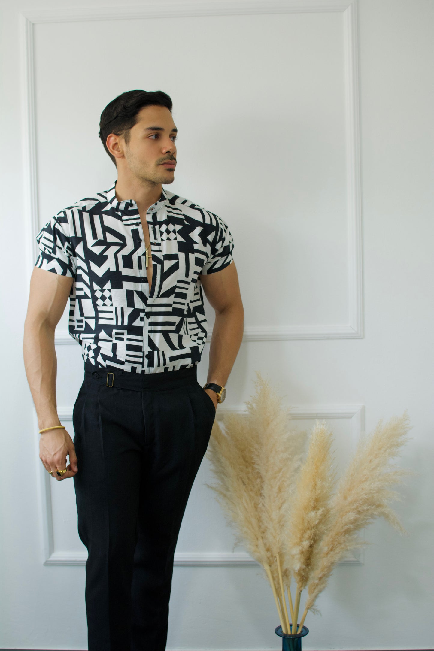 Camisa Black Abstract Forms